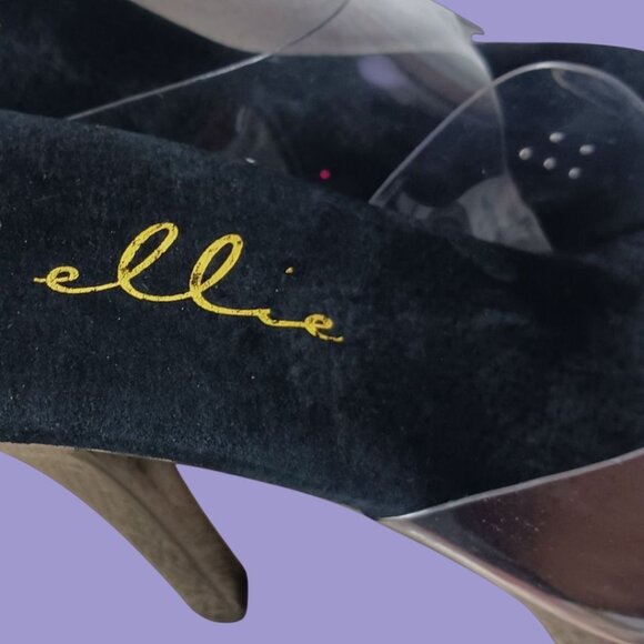 Ellie  Platform Vanity 6 Heels Black/Clear Size 11 - Picture 10 of 14